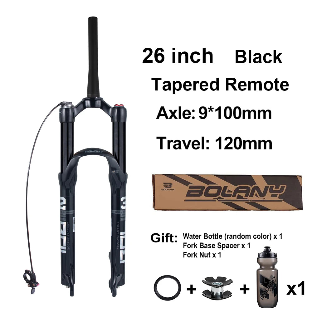 BOLANY Mountain Bike Air Supension 26/27.5/29Inch 120mm Air And Oil Remote Bicycle Fork 29 Quick Release MTB Bicycle Accessories